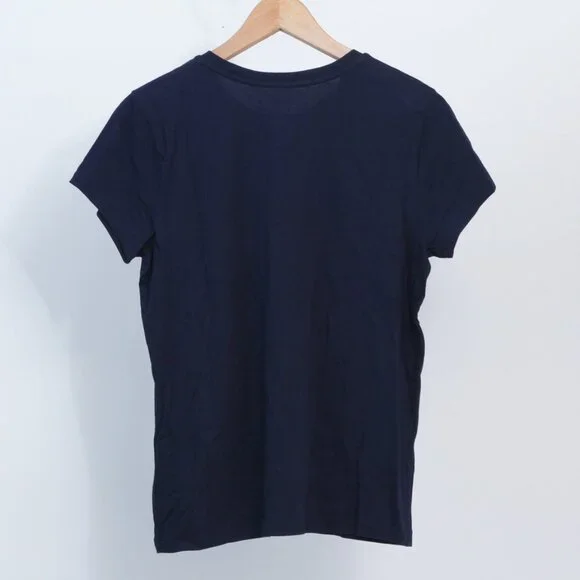 NWT Polo Ralph Lauren Gold Sequin POLO Logo Womens Navy Cotton T-Shirt, Small - Picture 2 of 10